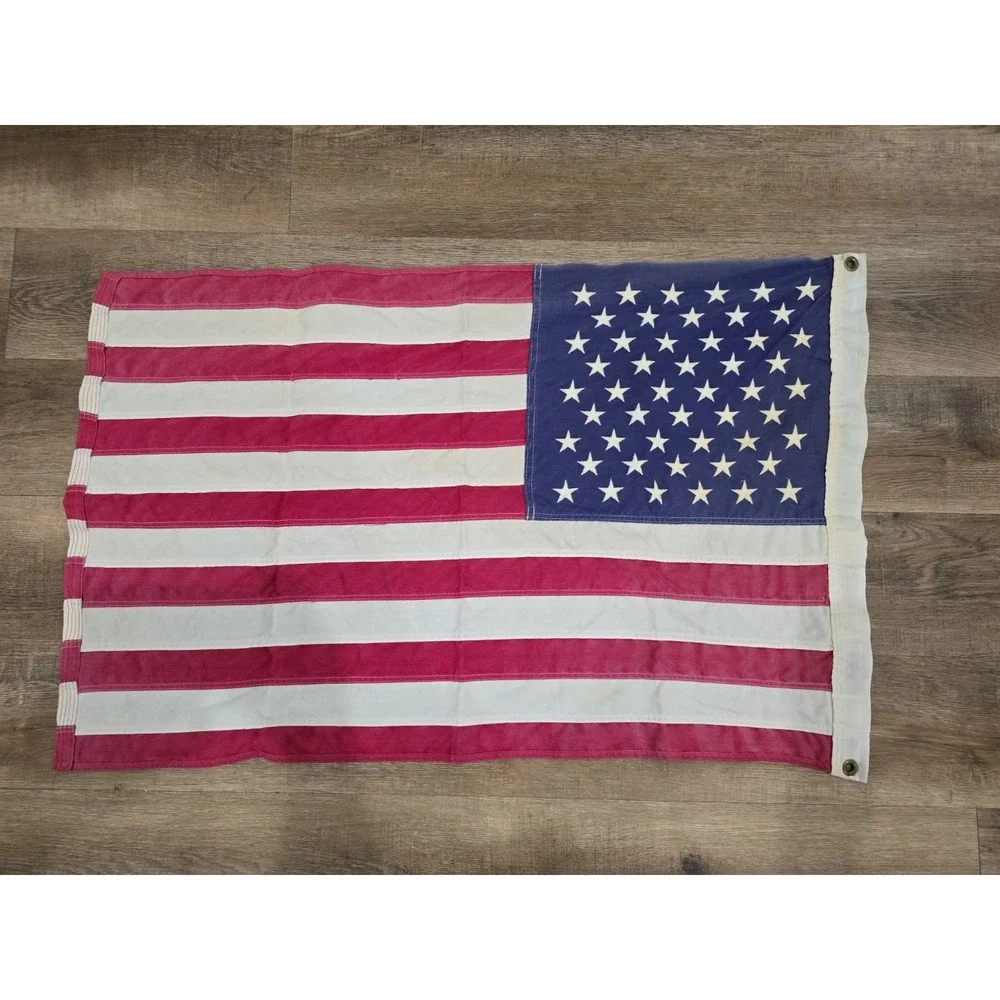 Vtg Bull Dog Bunting US American Flag 2x3 Cotton Sewn Stitched